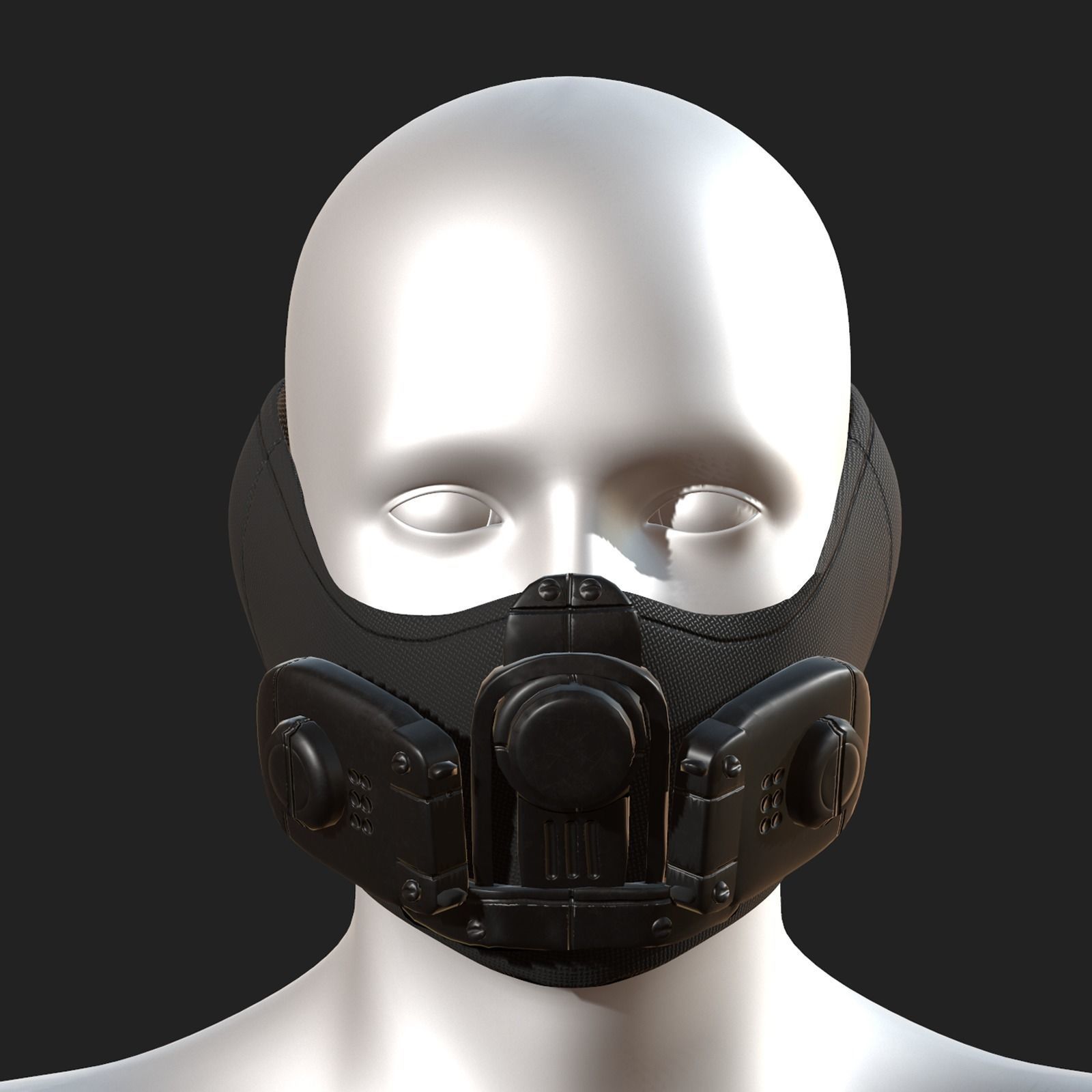 Gas mask respirator scifi futuristic 3d  Low-poly 3D model_9
