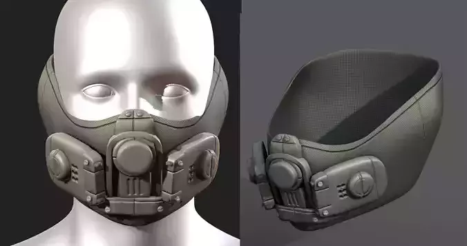 Gas masm respirator scifi futuristic 3d model 