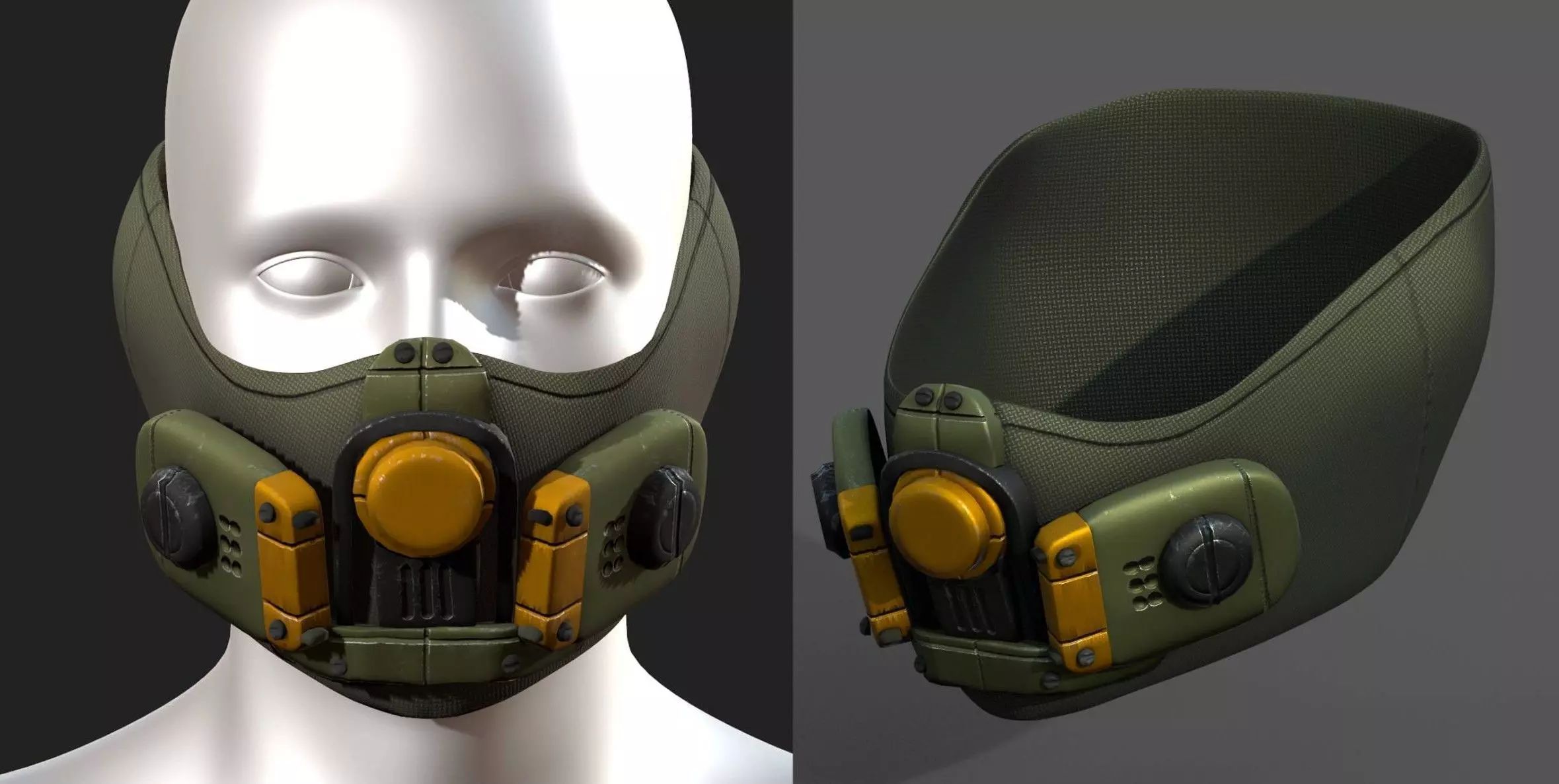 Gas mask helmet 3d safety isolated  Low-poly 3D model_0