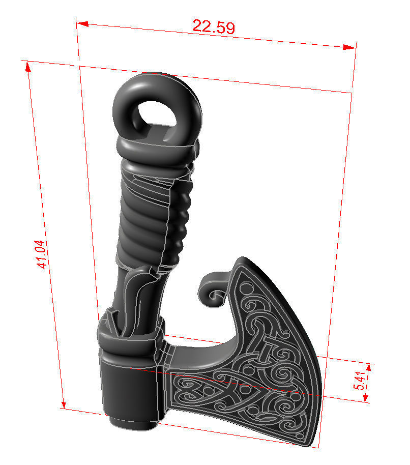 Pendant Axe 3D print model_4