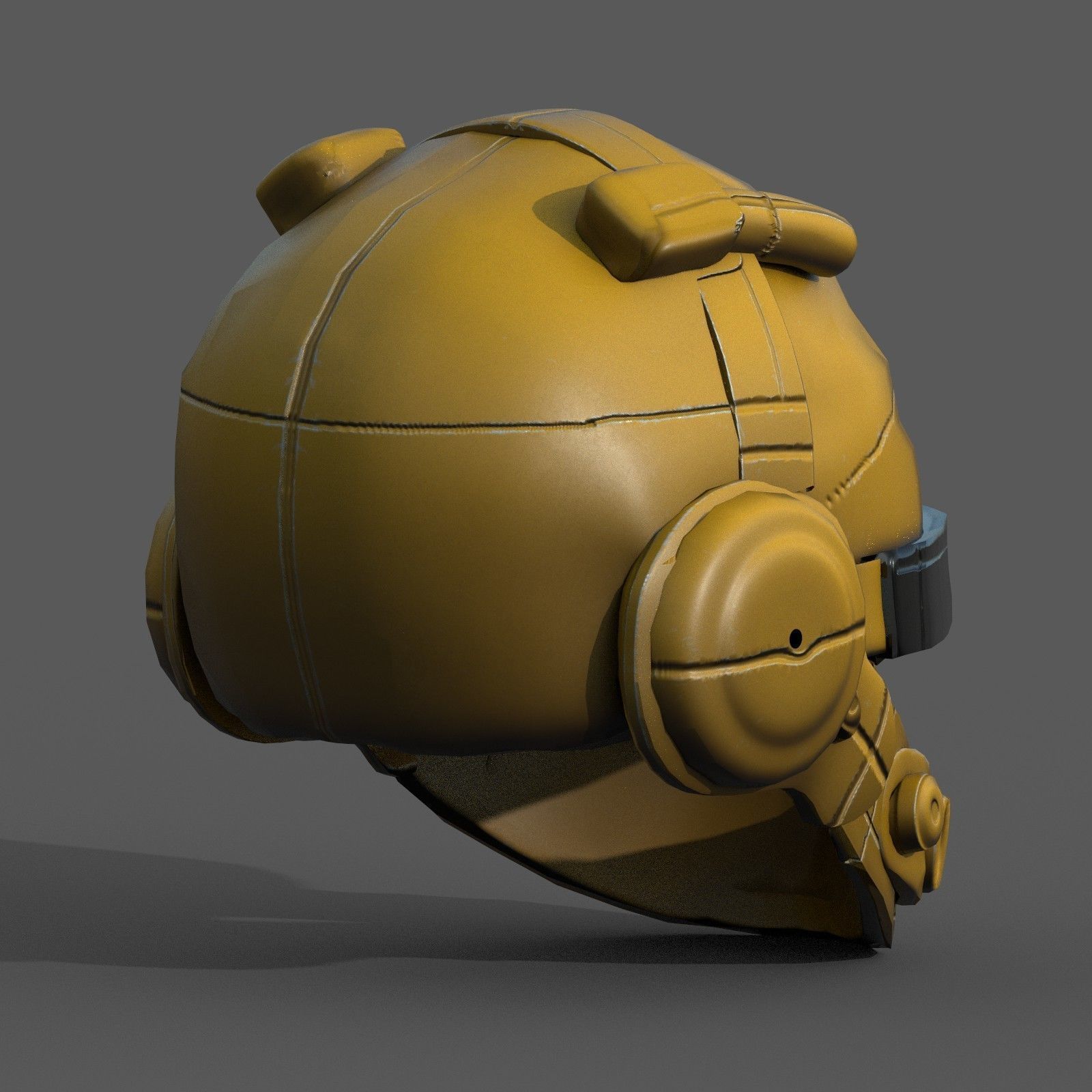 Helmet military combat soldier armor Low-poly 3D model_6