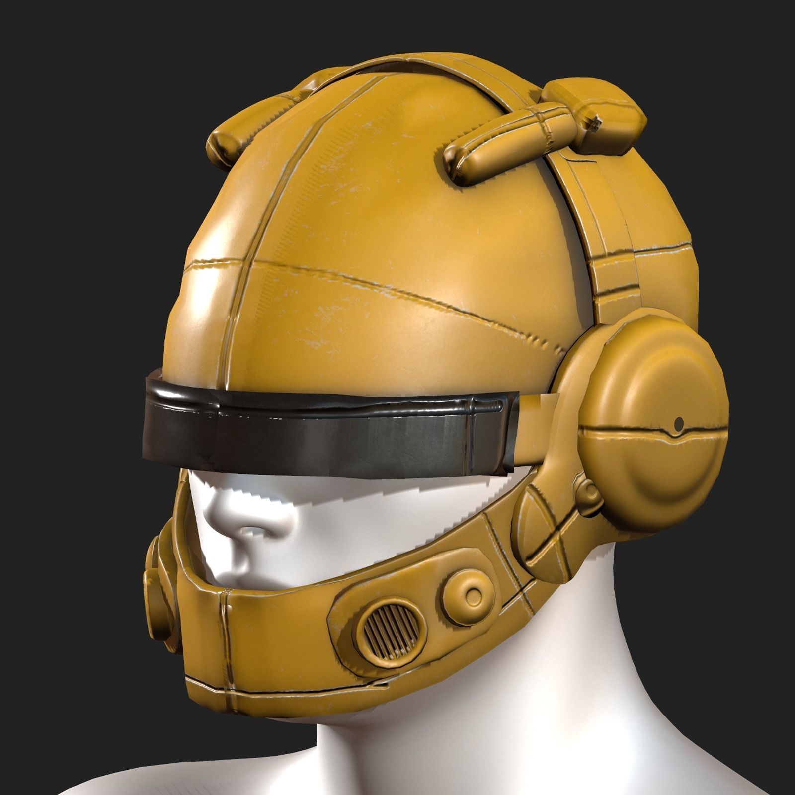 Helmet military combat soldier armor Low-poly 3D model_7