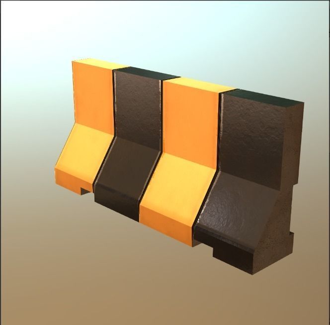 Concrete Traffic Barriers Low-poly 3D model_5