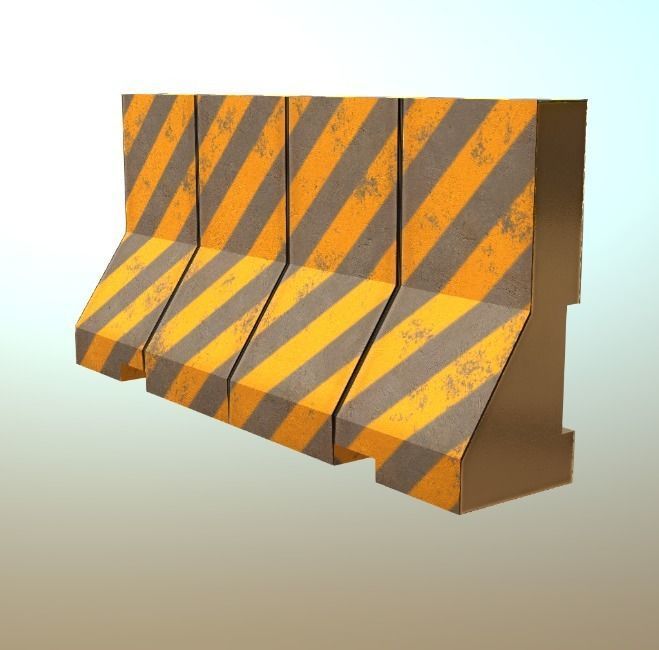 Concrete Traffic Barriers Low-poly 3D model_6