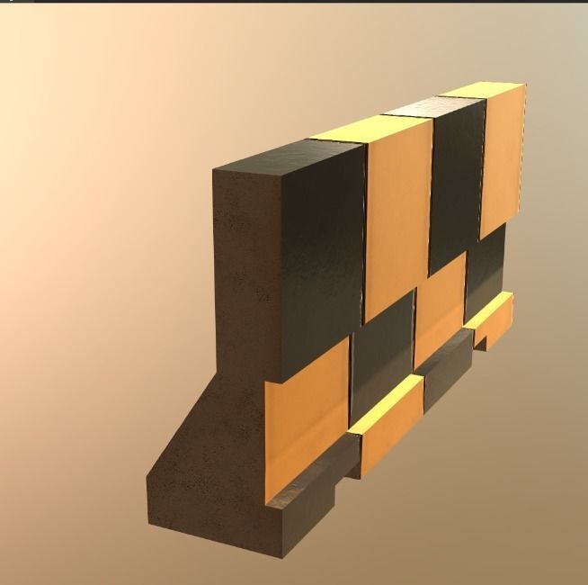 Concrete Traffic Barriers Low-poly 3D model_4