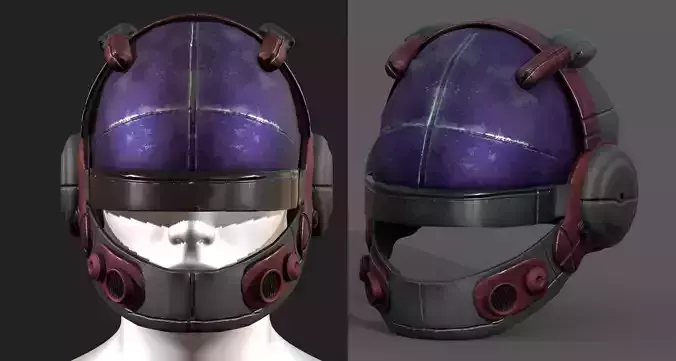 Helmet military combat fantasy futuristic  Low-poly 3D model