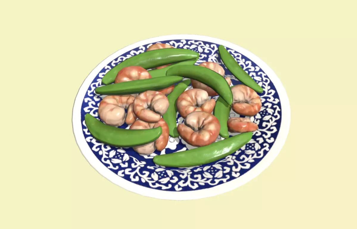 Asia food Sweet Bean Shrimp Low-poly 3D model