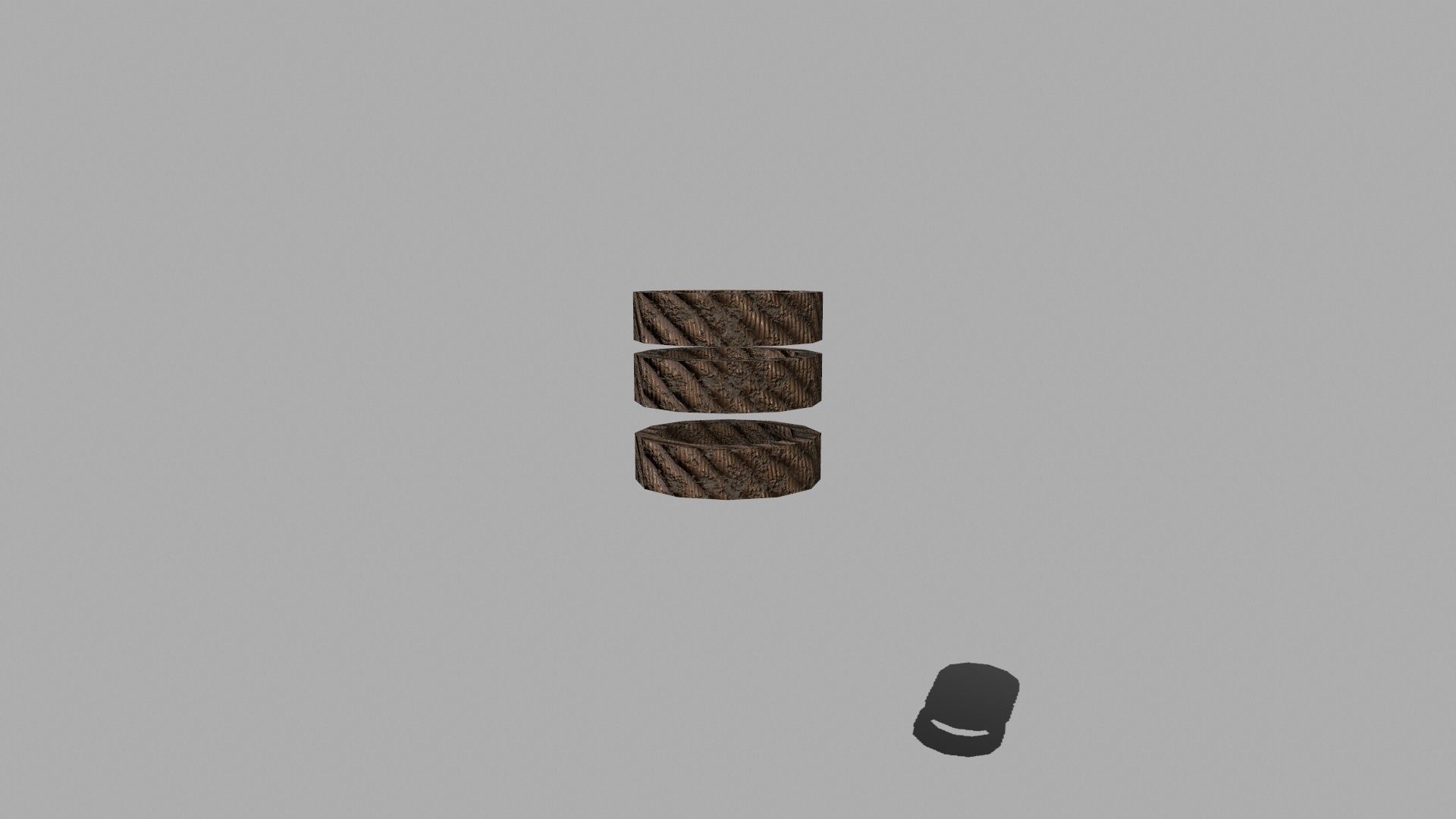 Wood Set braided rope Low-poly 3D model_13