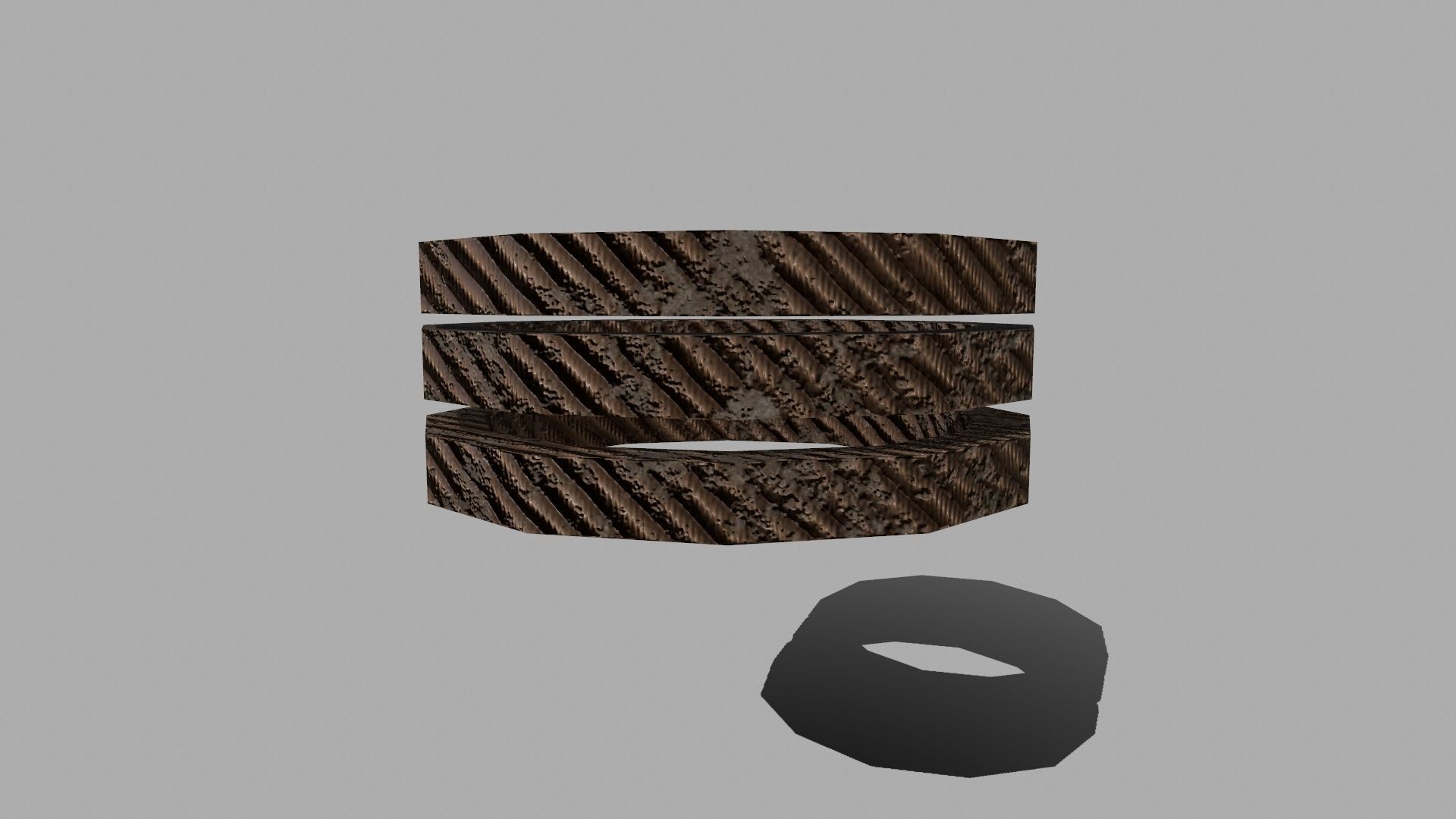 Wood Set braided rope Low-poly 3D model_14