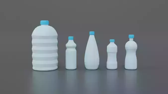Low Poly Cartoon Water Bottles