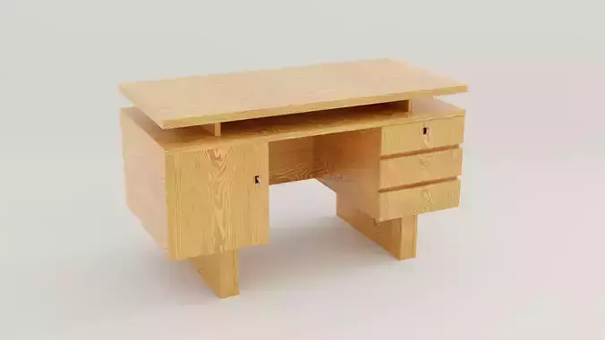 Retro 1960s office desk 3D model