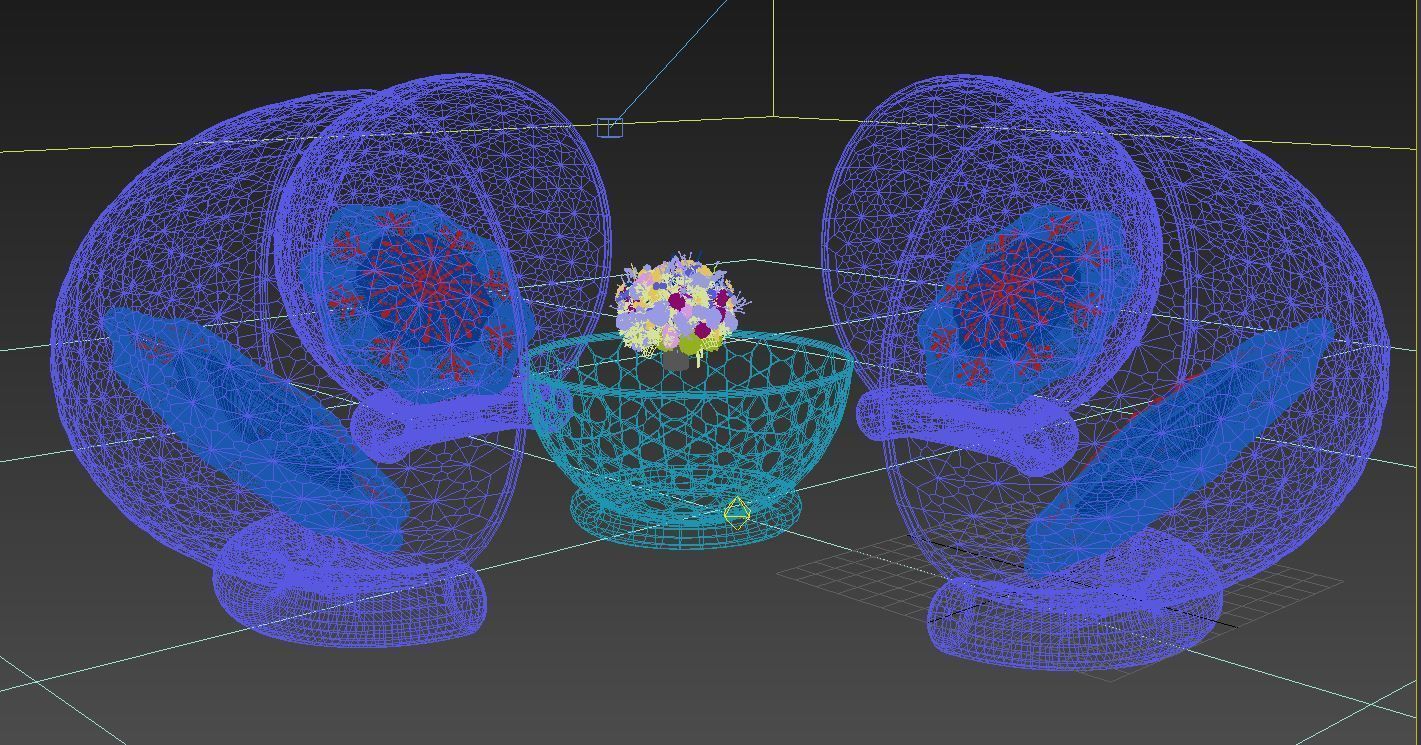 Wooden Chair and Table 3D model_4