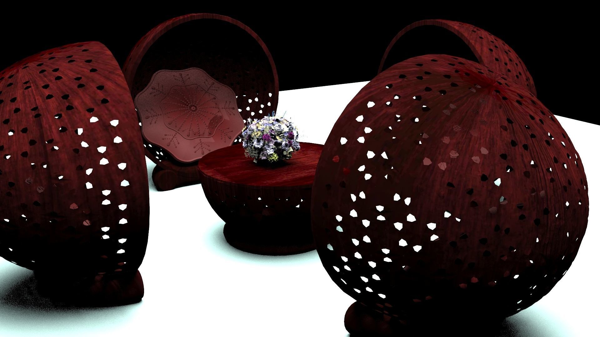 Wooden Chair and Table 3D model_1