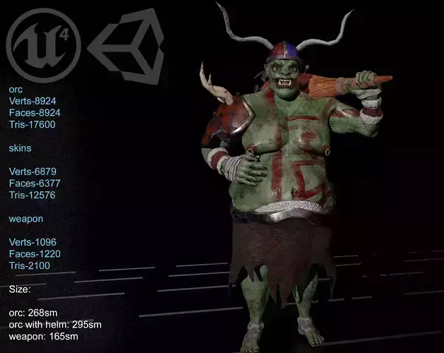 orc warrior Low-poly 3D model