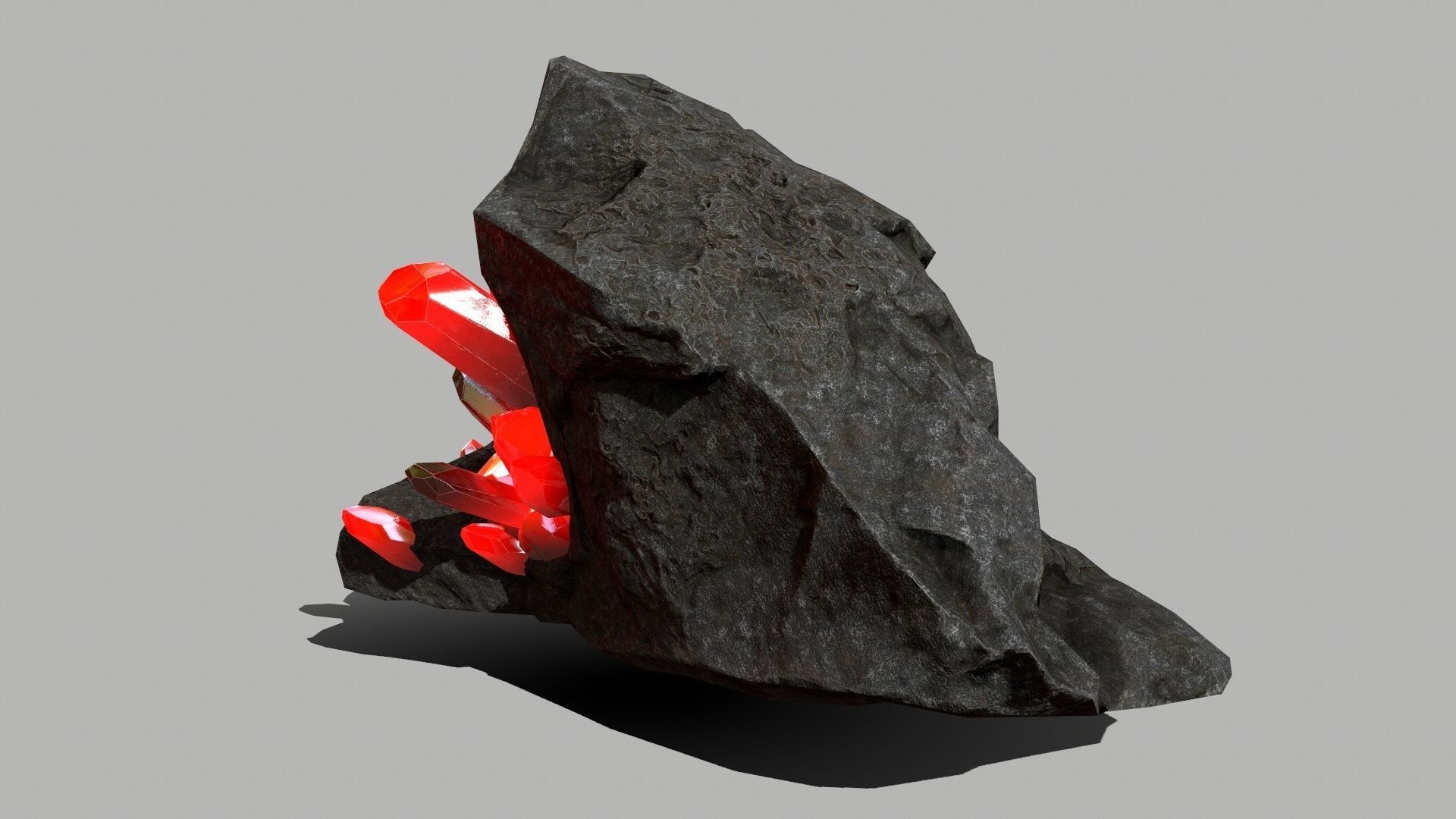 Crystal Set rock with crystals Low-poly 3D model_10
