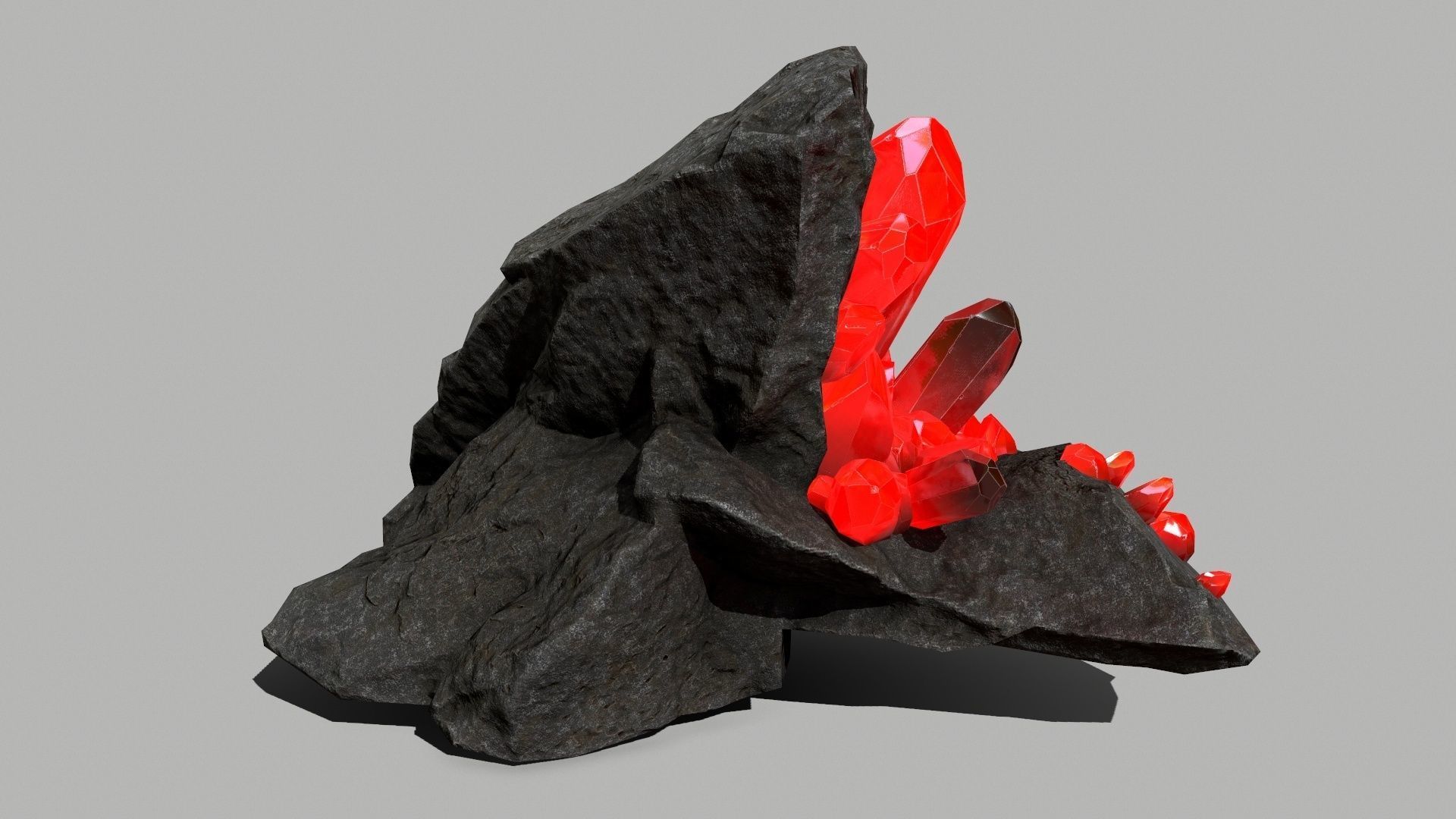 Crystal Set rock with crystals Low-poly 3D model_8
