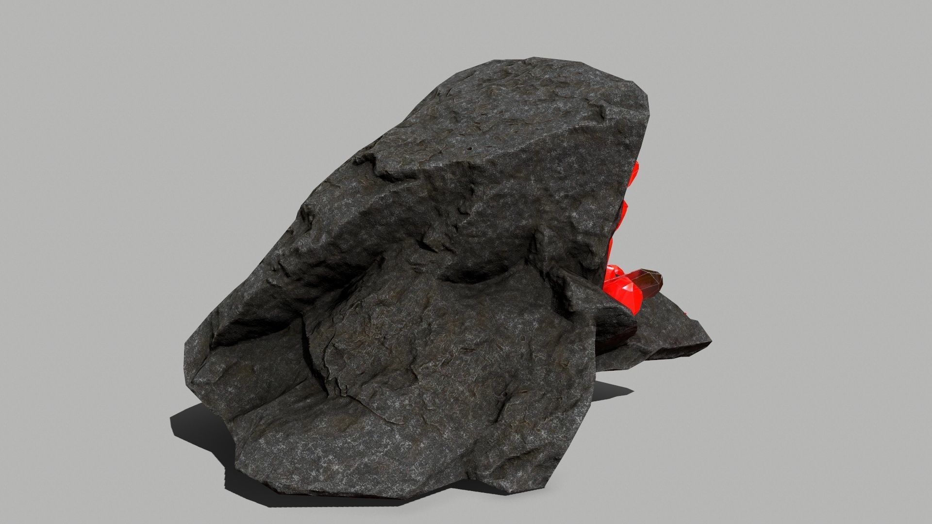 Crystal Set rock with crystals Low-poly 3D model_9