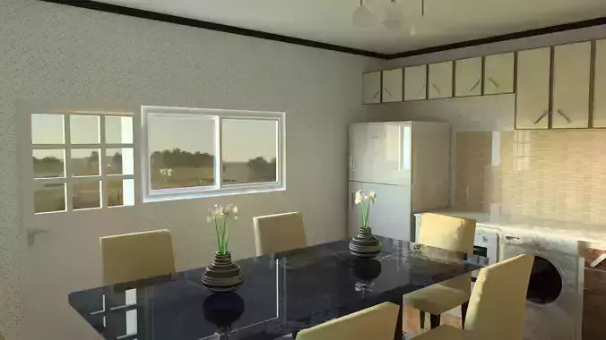 Kitchen with dining table and chairs