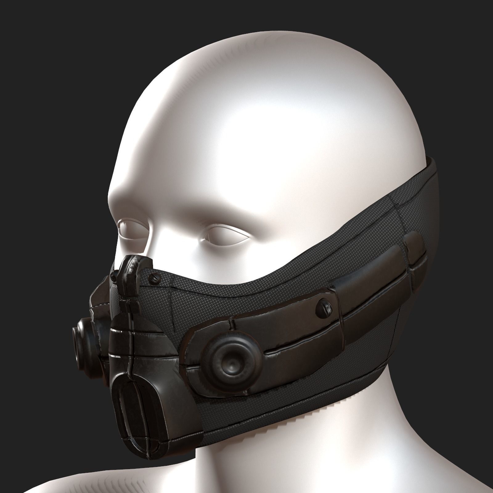 Gas mask respirator scifi futuristic 3d  Low-poly 3D model_1