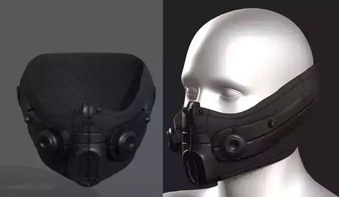 Gas mask respirator scifi futuristic 3d  Low-poly 3D model