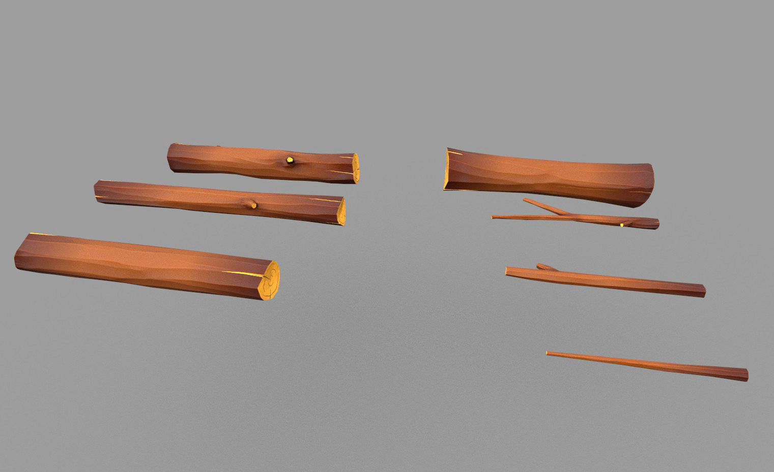 Cartoon Log Styled set Low-poly 3D model_2