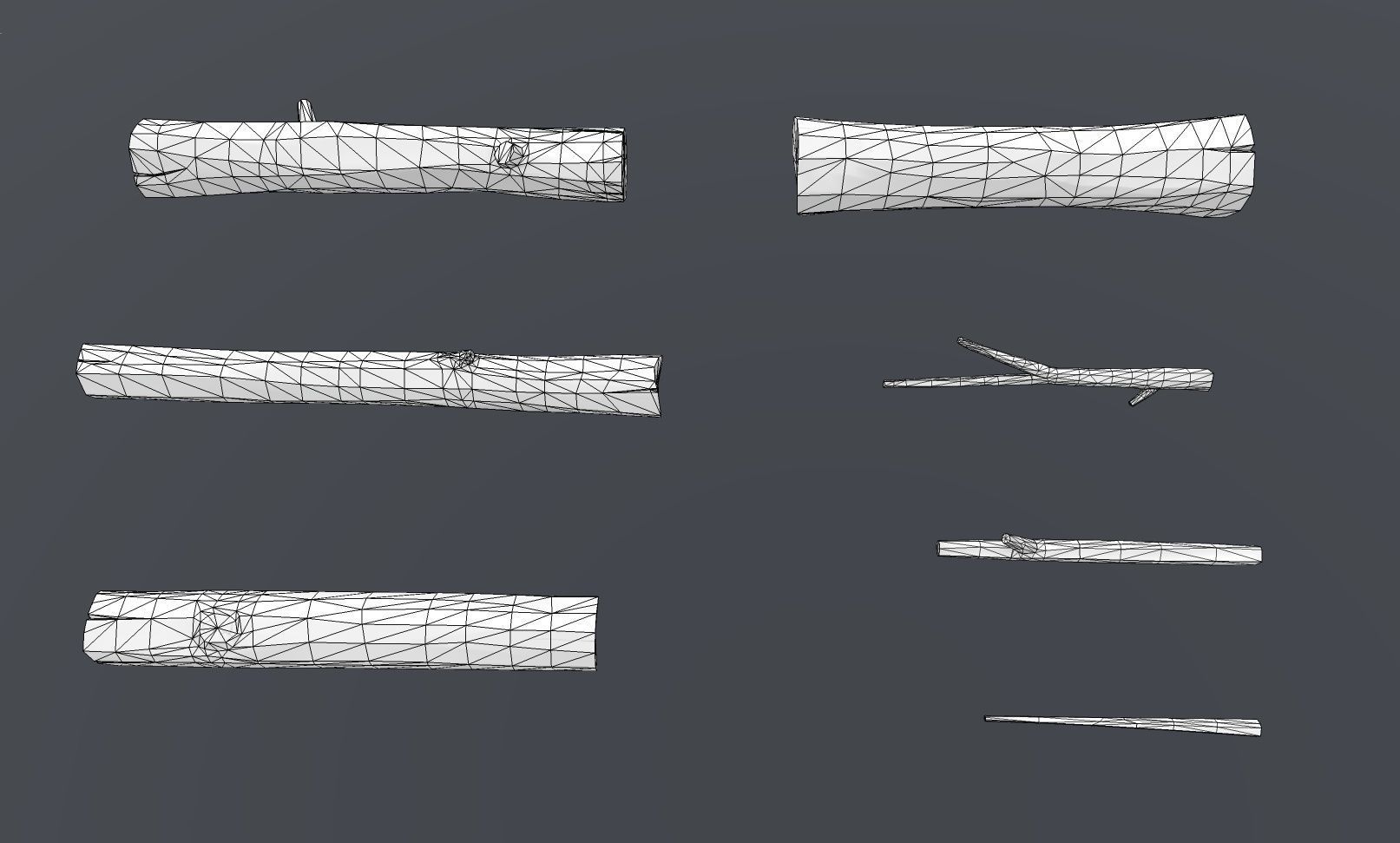 Cartoon Log Styled set Low-poly 3D model_12