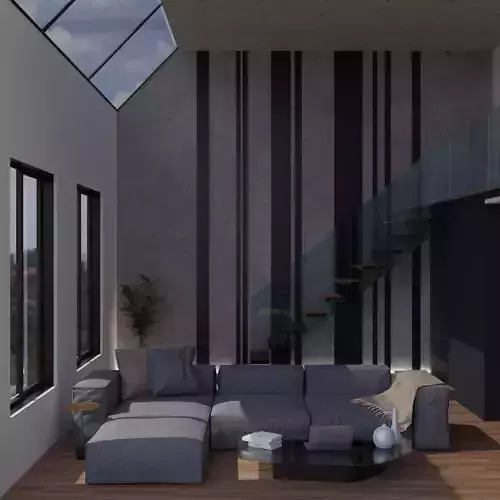 Modern Realistic guest room and bedroom Low-poly 3D model