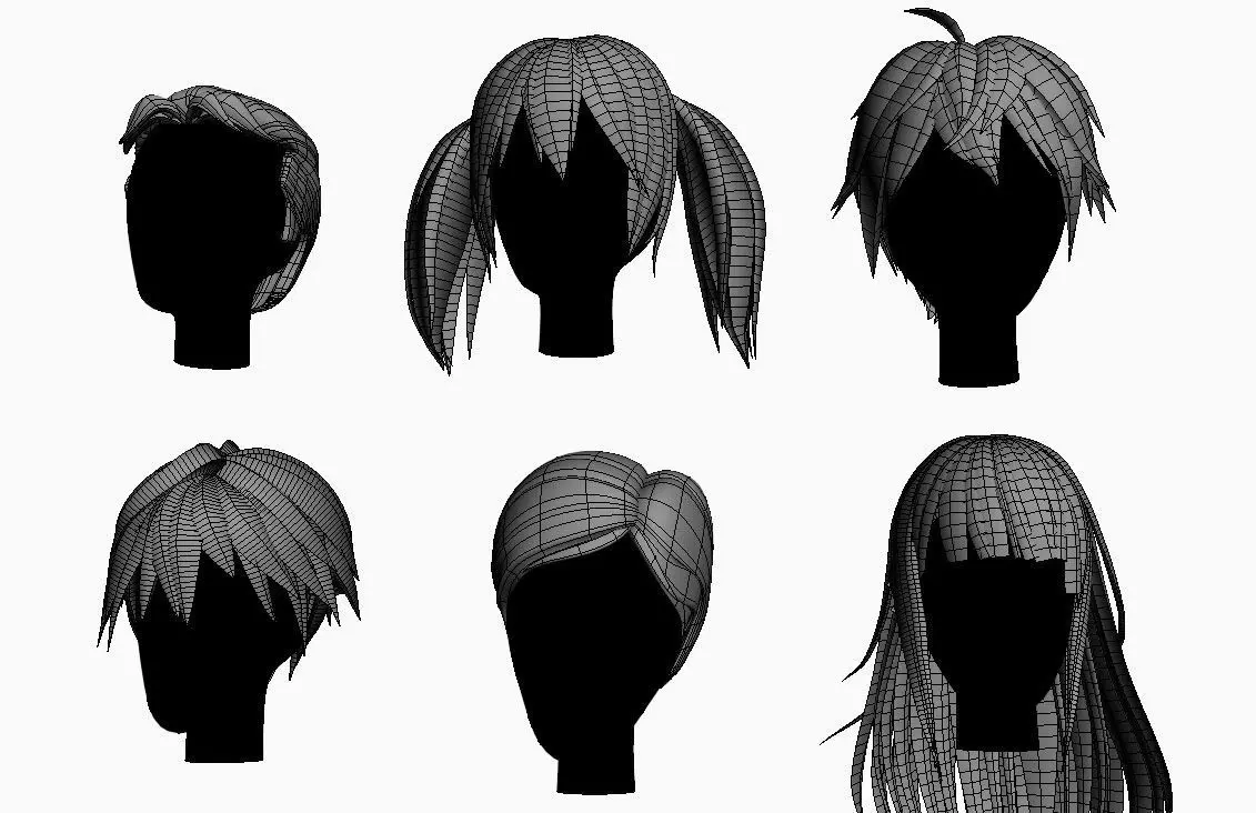 Stylized Hair Factory V1 Low-poly 3D model_0
