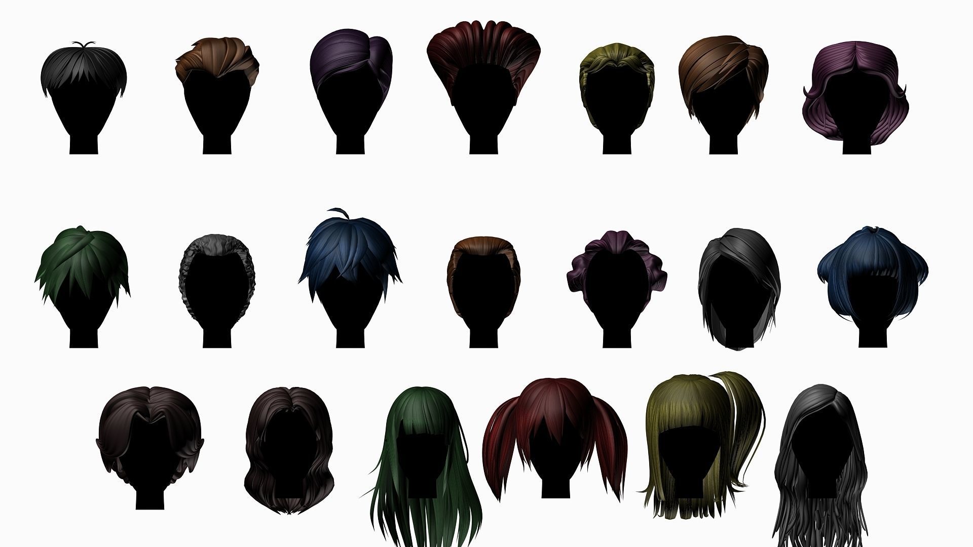 Stylized Hair Factory V1 Low-poly 3D model_1