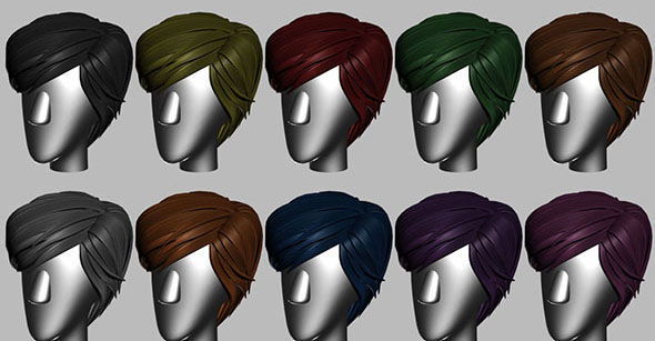 Stylized Hair Factory V1 Low-poly 3D model_3