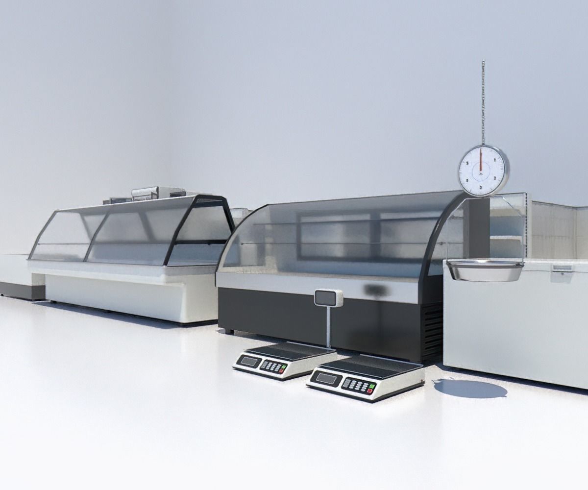 Package Shelves  Refrigerators  Freezers and Scalesed Low-poly 3D model_5