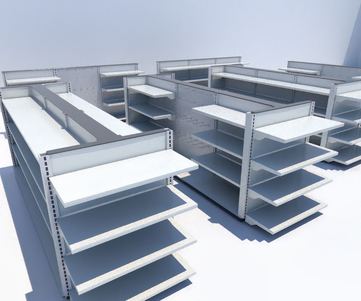Package Shelves  Refrigerators  Freezers and Scalesed Low-poly 3D model_3
