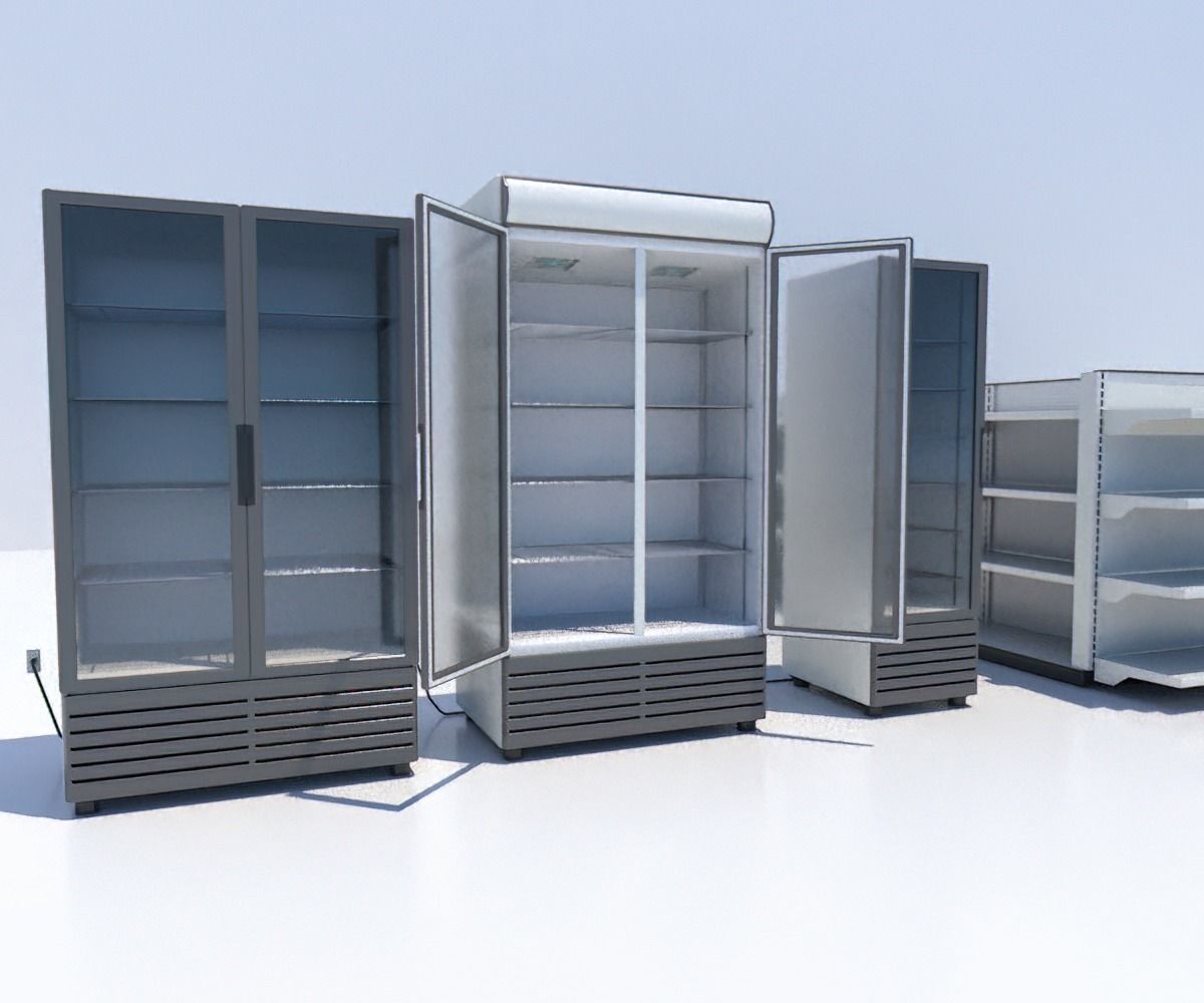 Package Shelves  Refrigerators  Freezers and Scalesed Low-poly 3D model_2