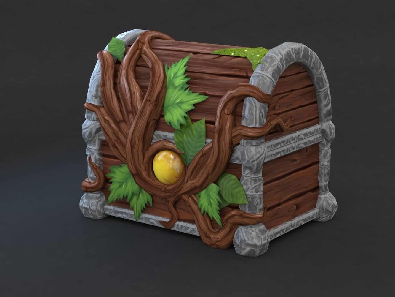 Magic Wooden Chest Low-poly 3D model_2