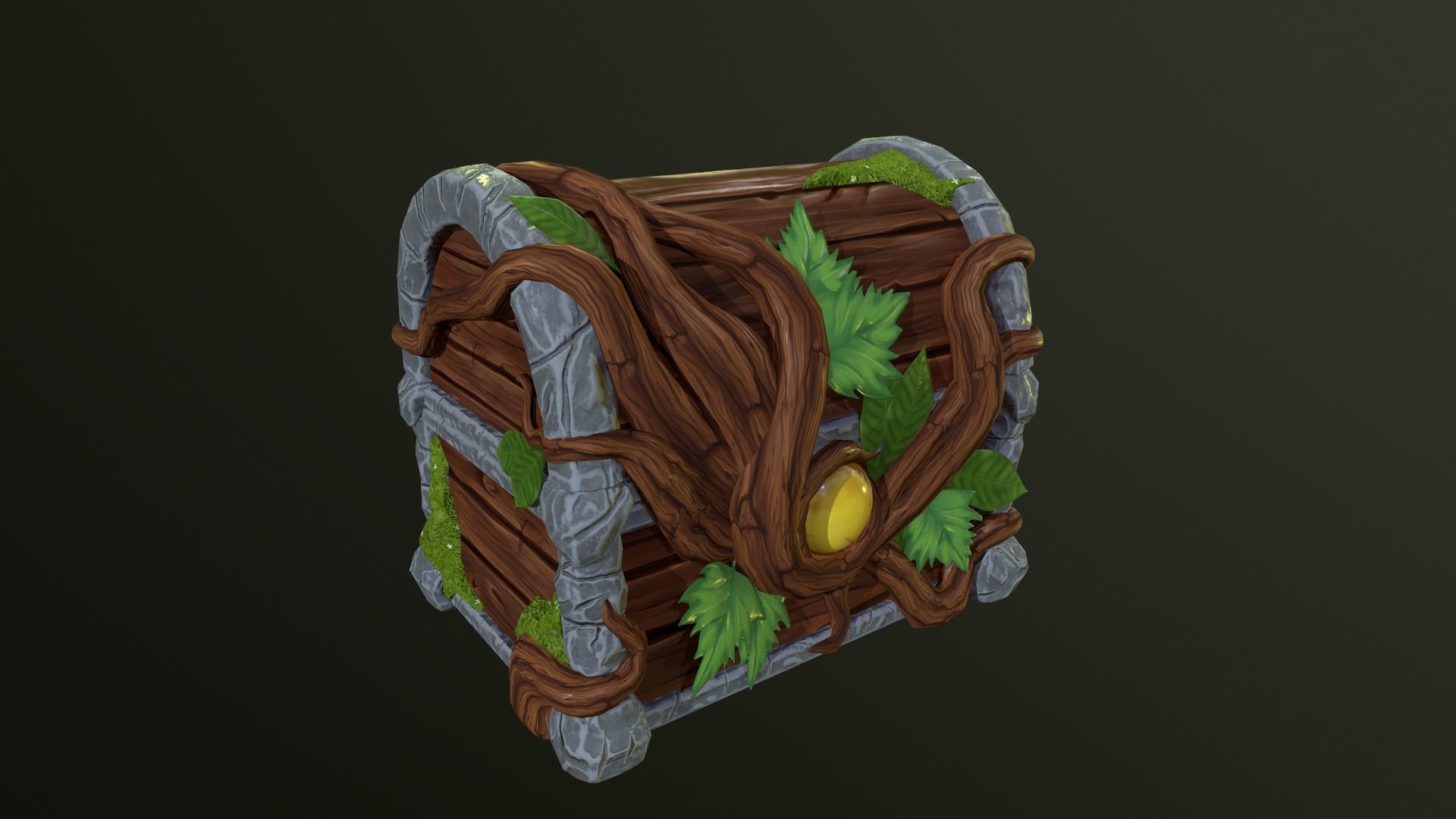 Magic Wooden Chest Low-poly 3D model_6