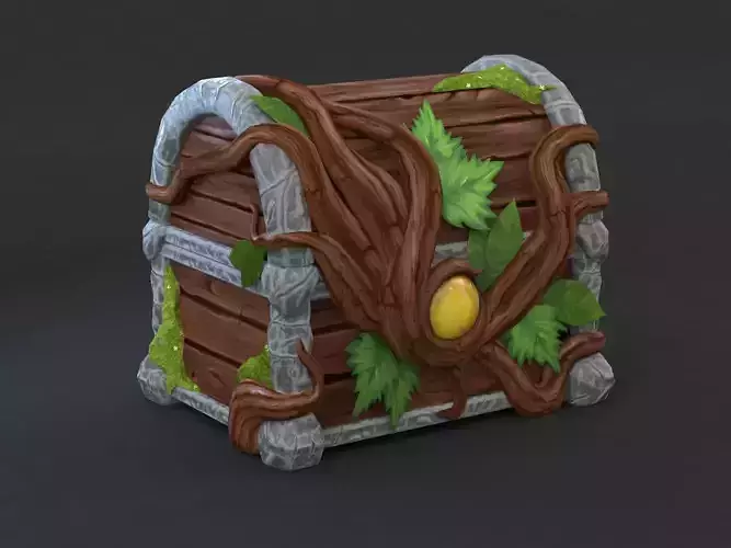 Magic Wooden Chest Low-poly 3D model Magic Wooden Chest Low-poly 3D model