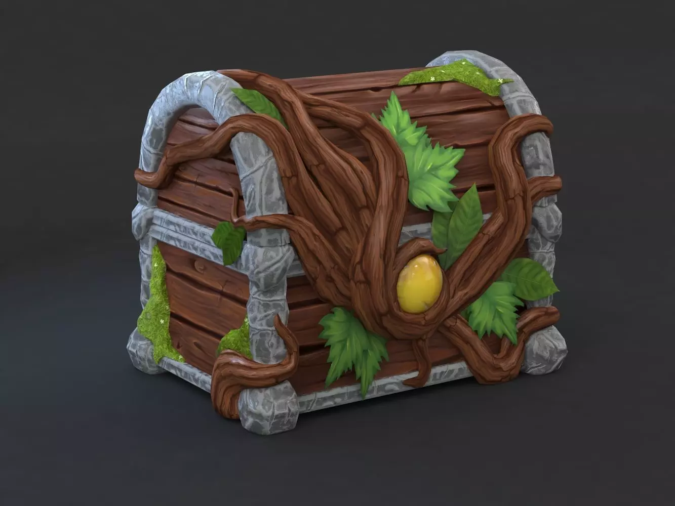 Magic Wooden Chest Low-poly 3D model_0
