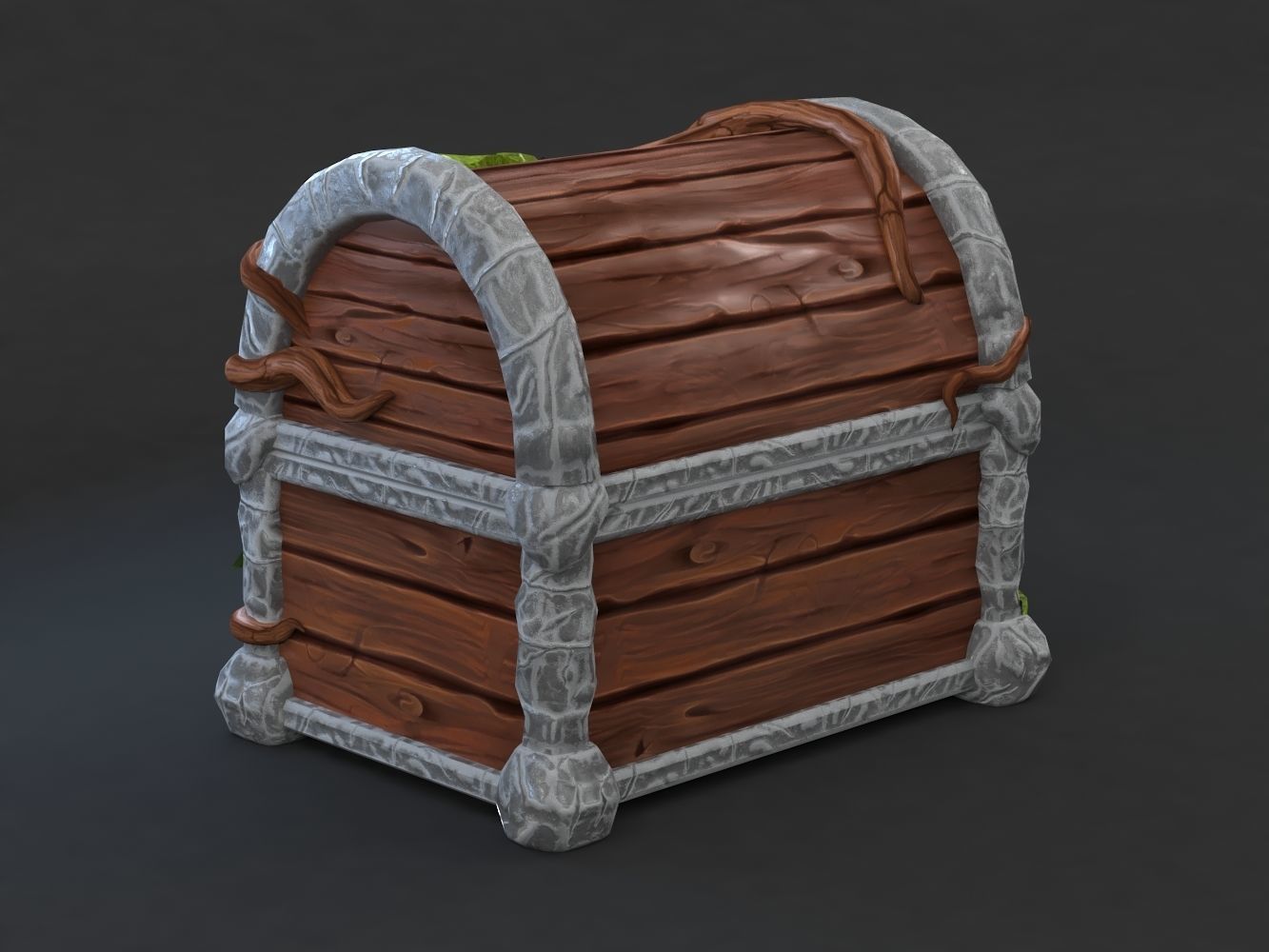 Magic Wooden Chest Low-poly 3D model_7