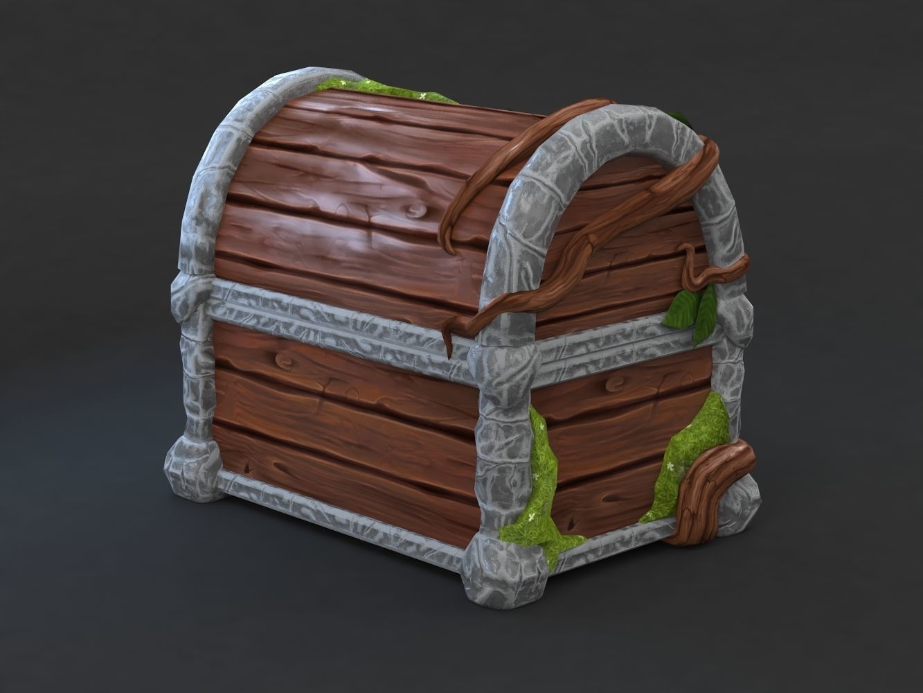 Magic Wooden Chest Low-poly 3D model_9