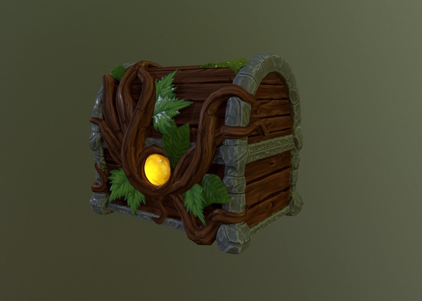 Magic Wooden Chest Low-poly 3D model_4