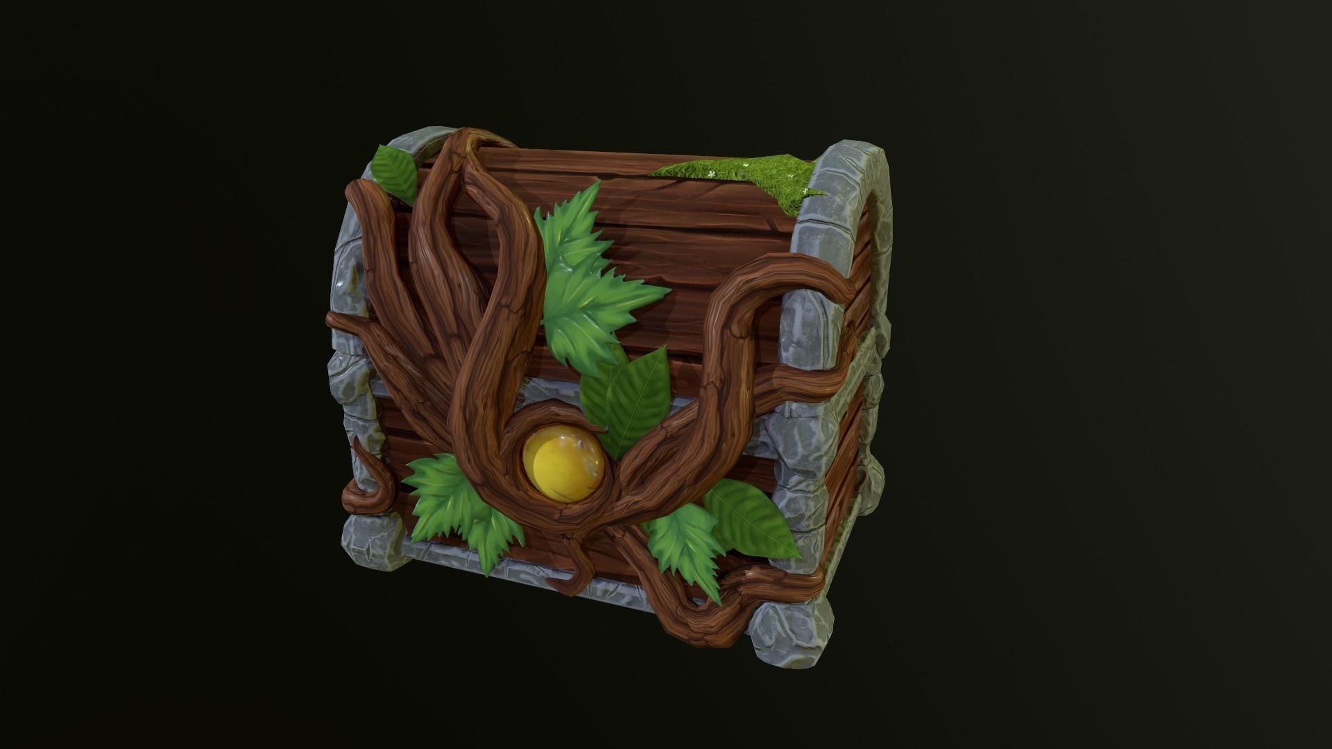 Magic Wooden Chest Low-poly 3D model_5
