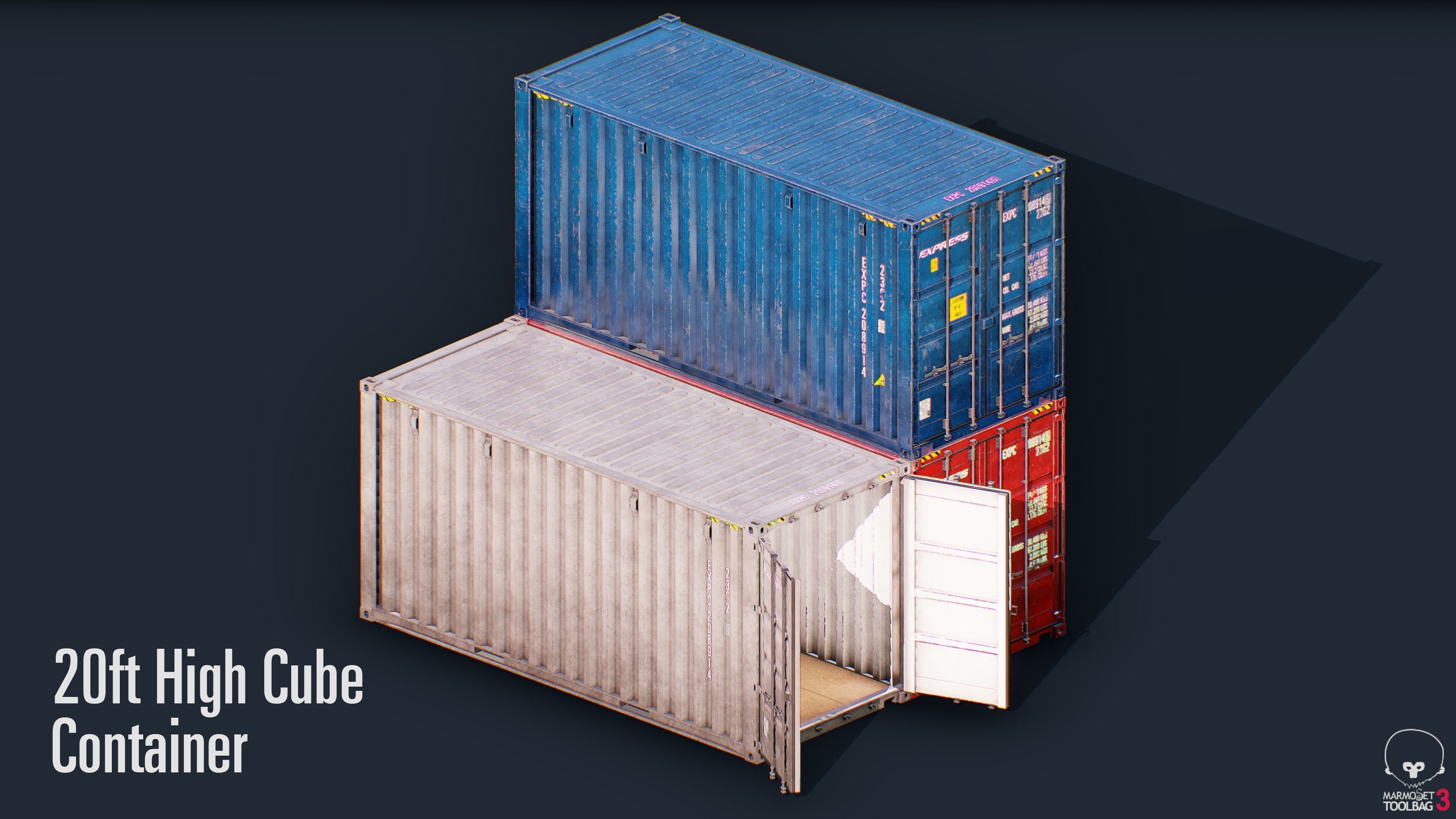 Container Pack Low-poly 3D model_2