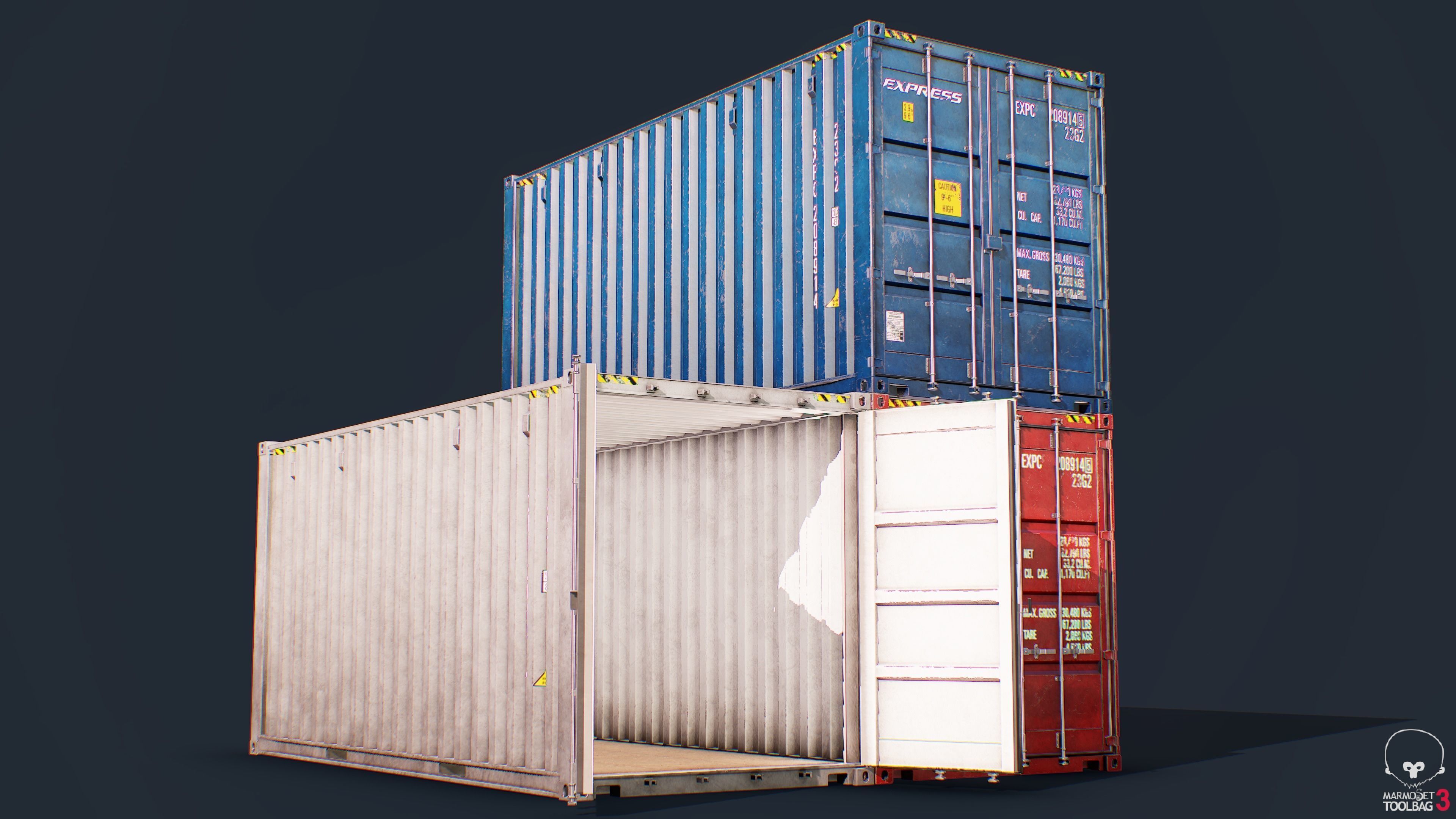 Container Pack Low-poly 3D model_15