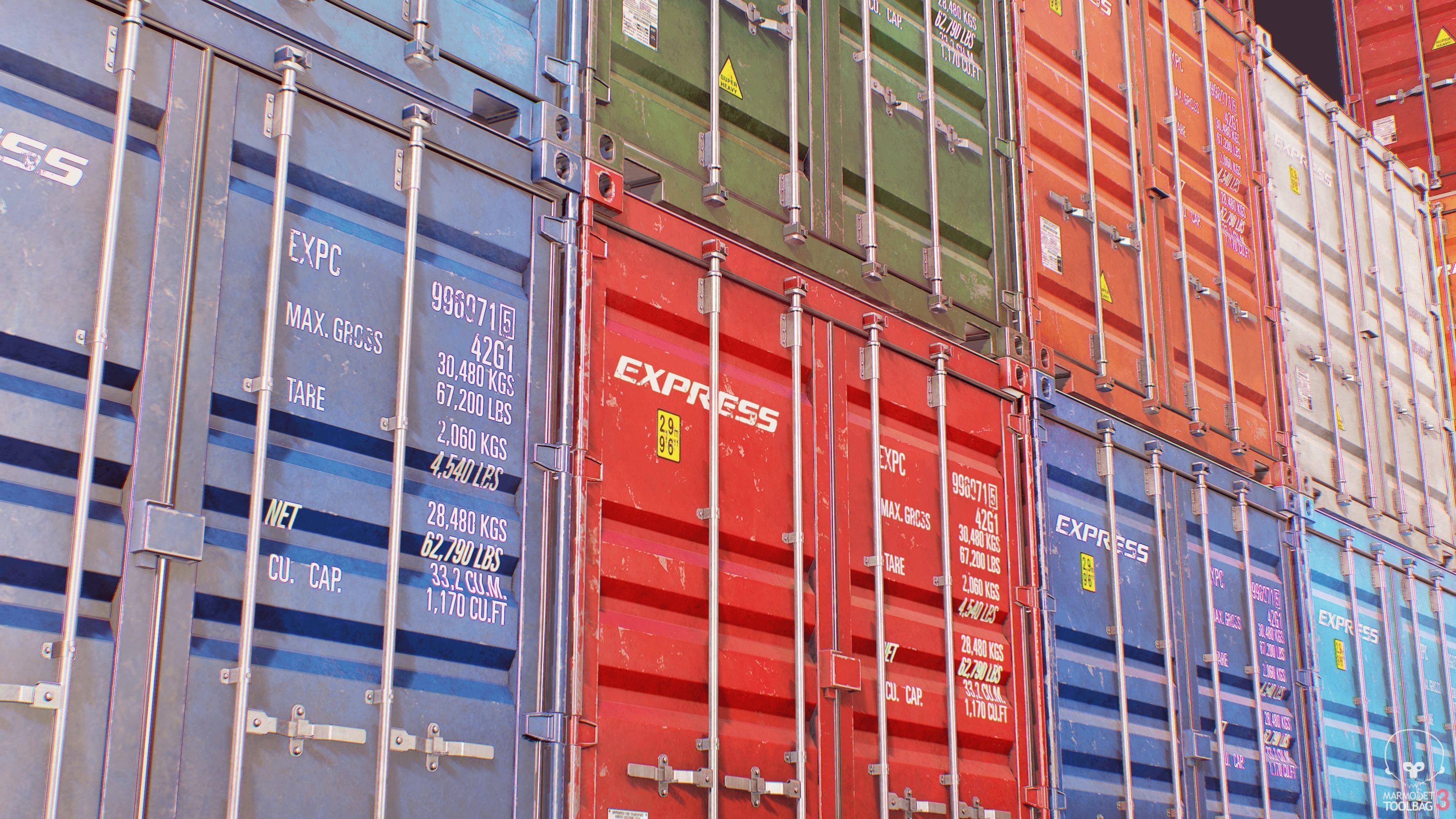 Container Pack Low-poly 3D model_19