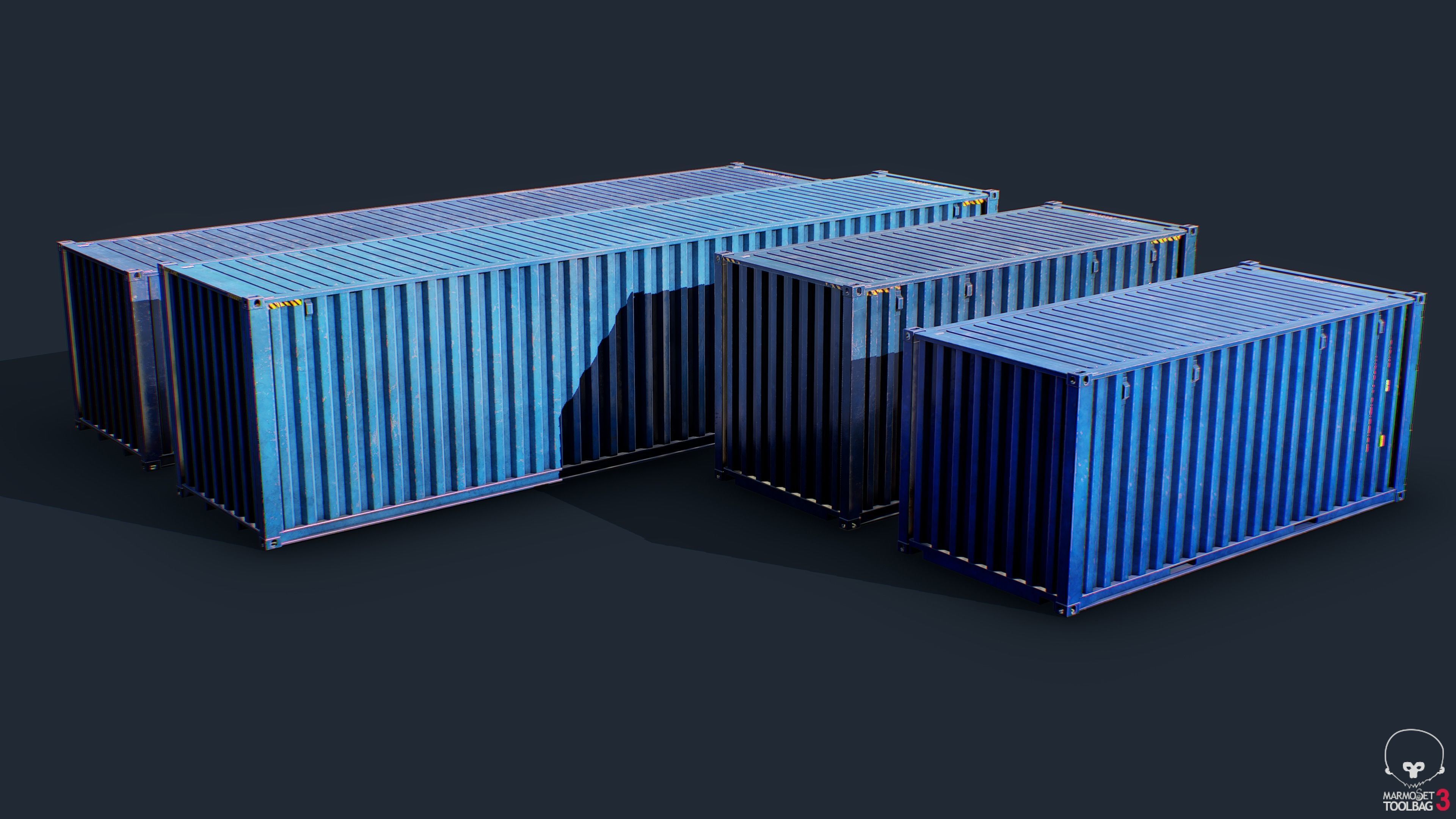 Container Pack Low-poly 3D model_10