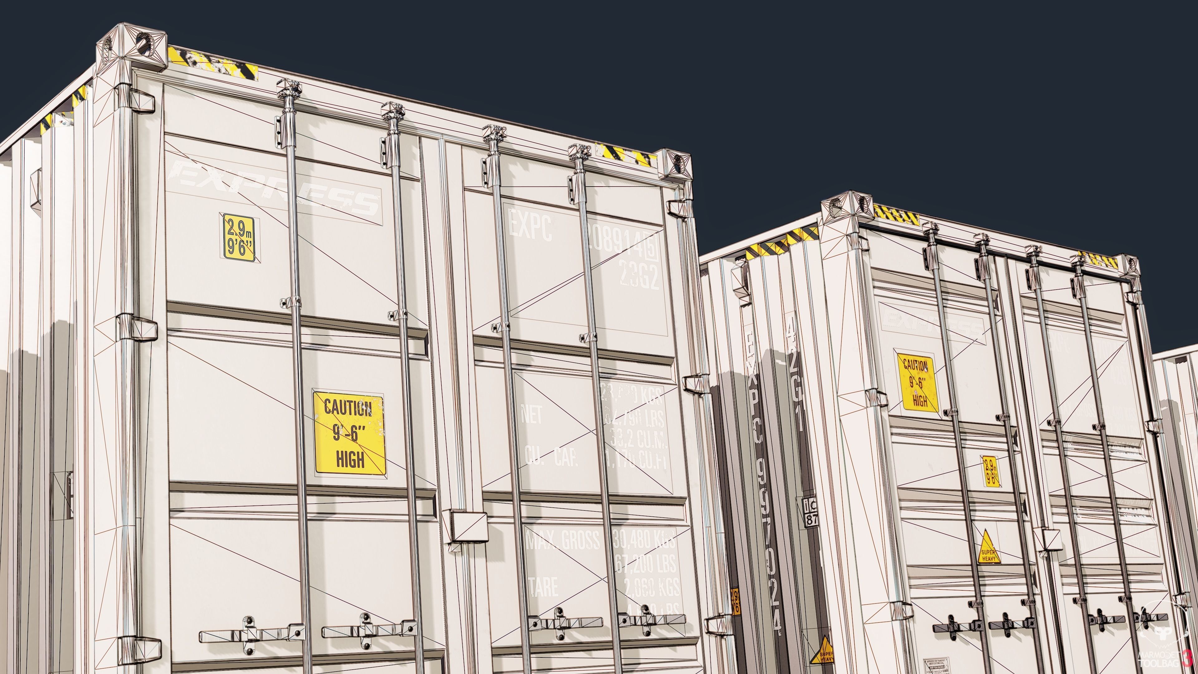 Container Pack Low-poly 3D model_9