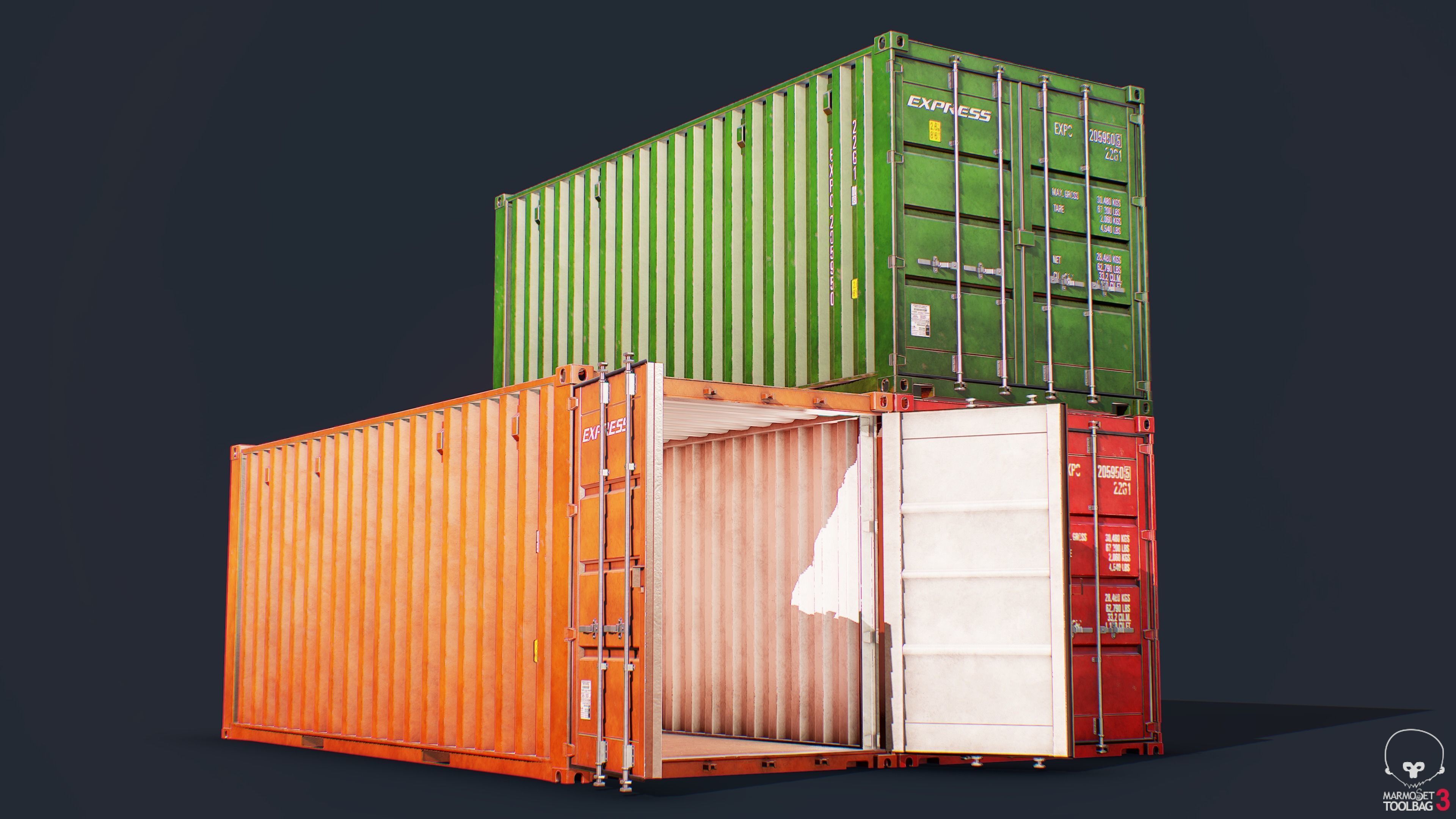 Container Pack Low-poly 3D model_16