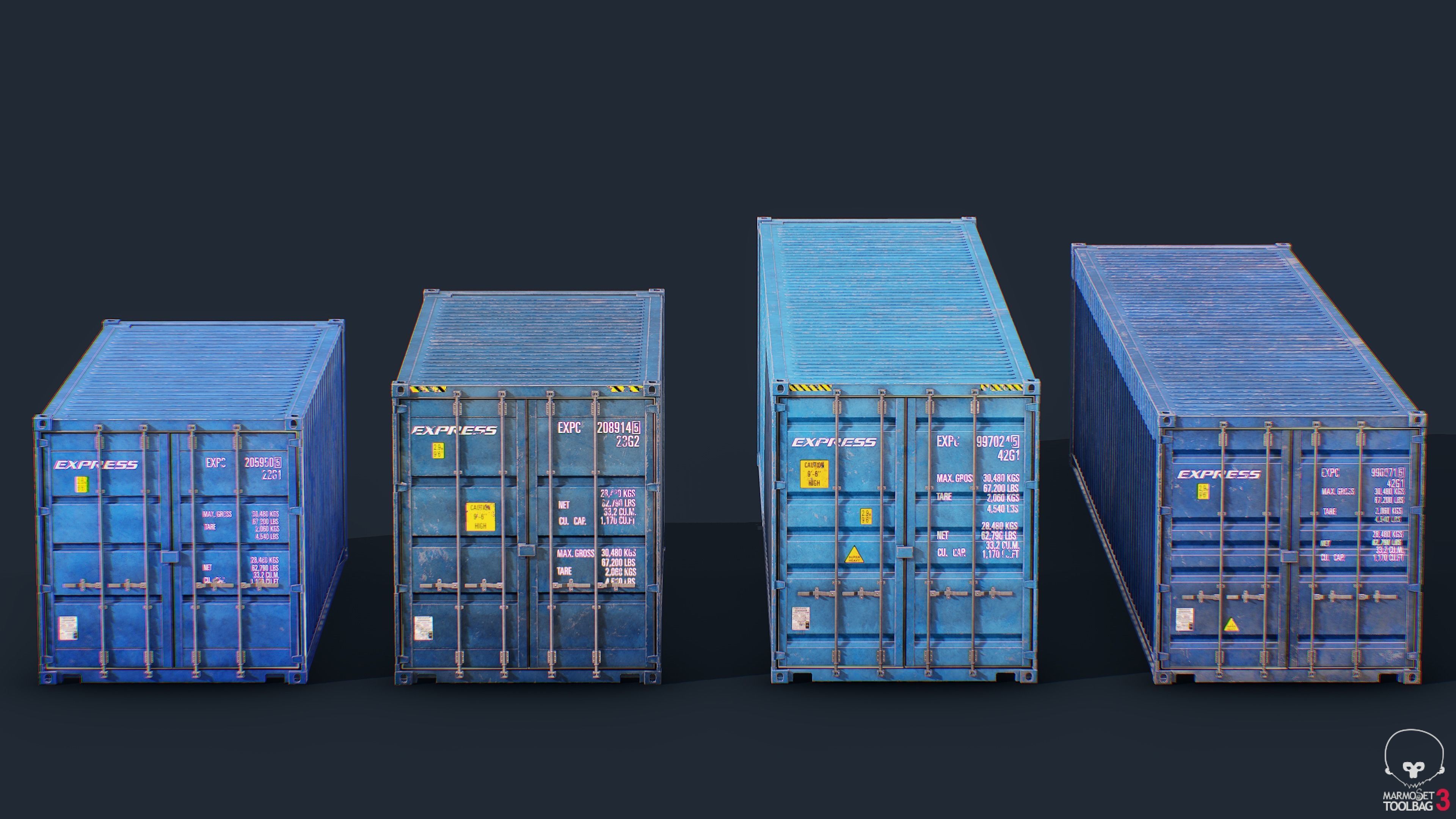 Container Pack Low-poly 3D model_11