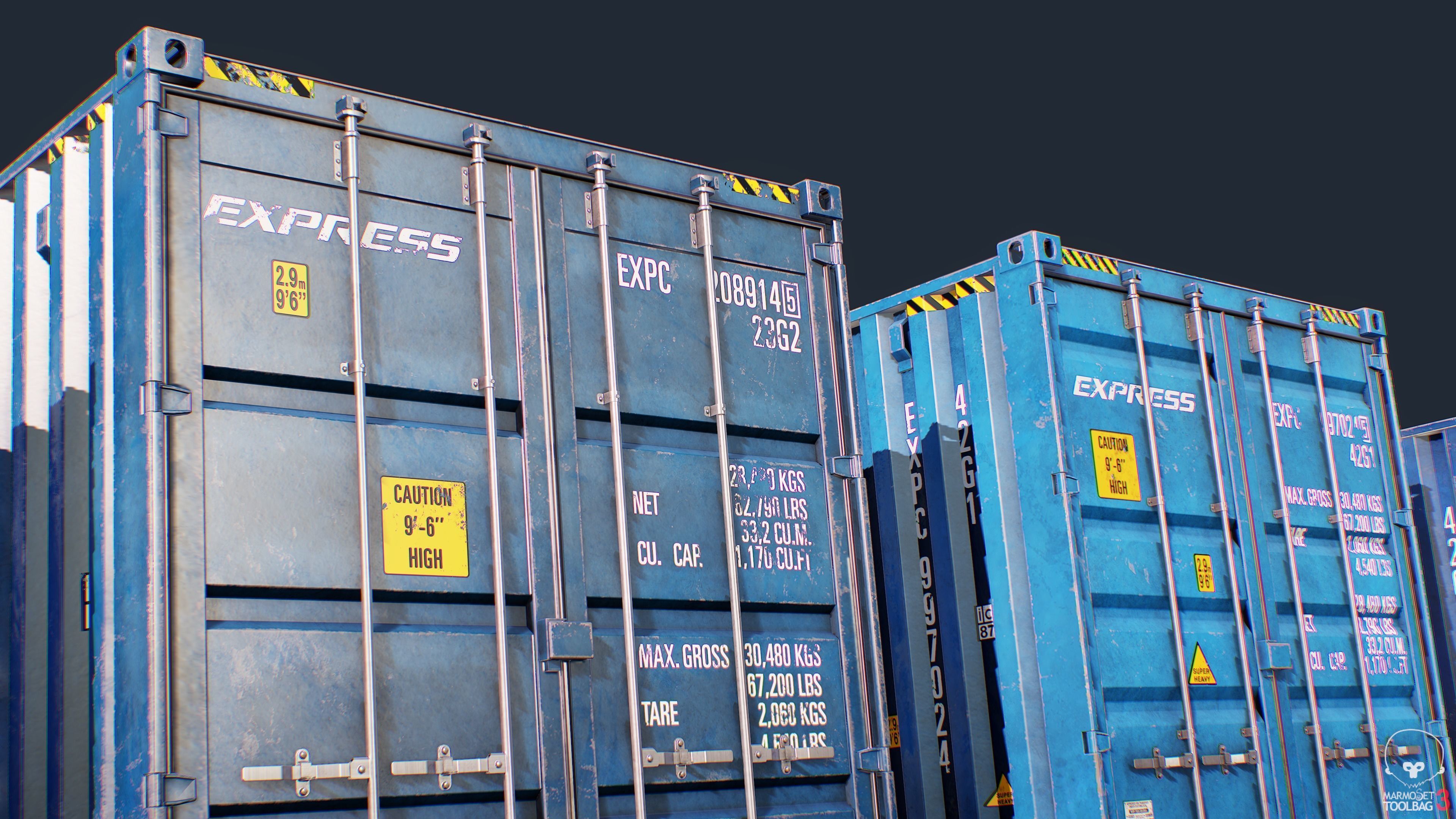 Container Pack Low-poly 3D model_13