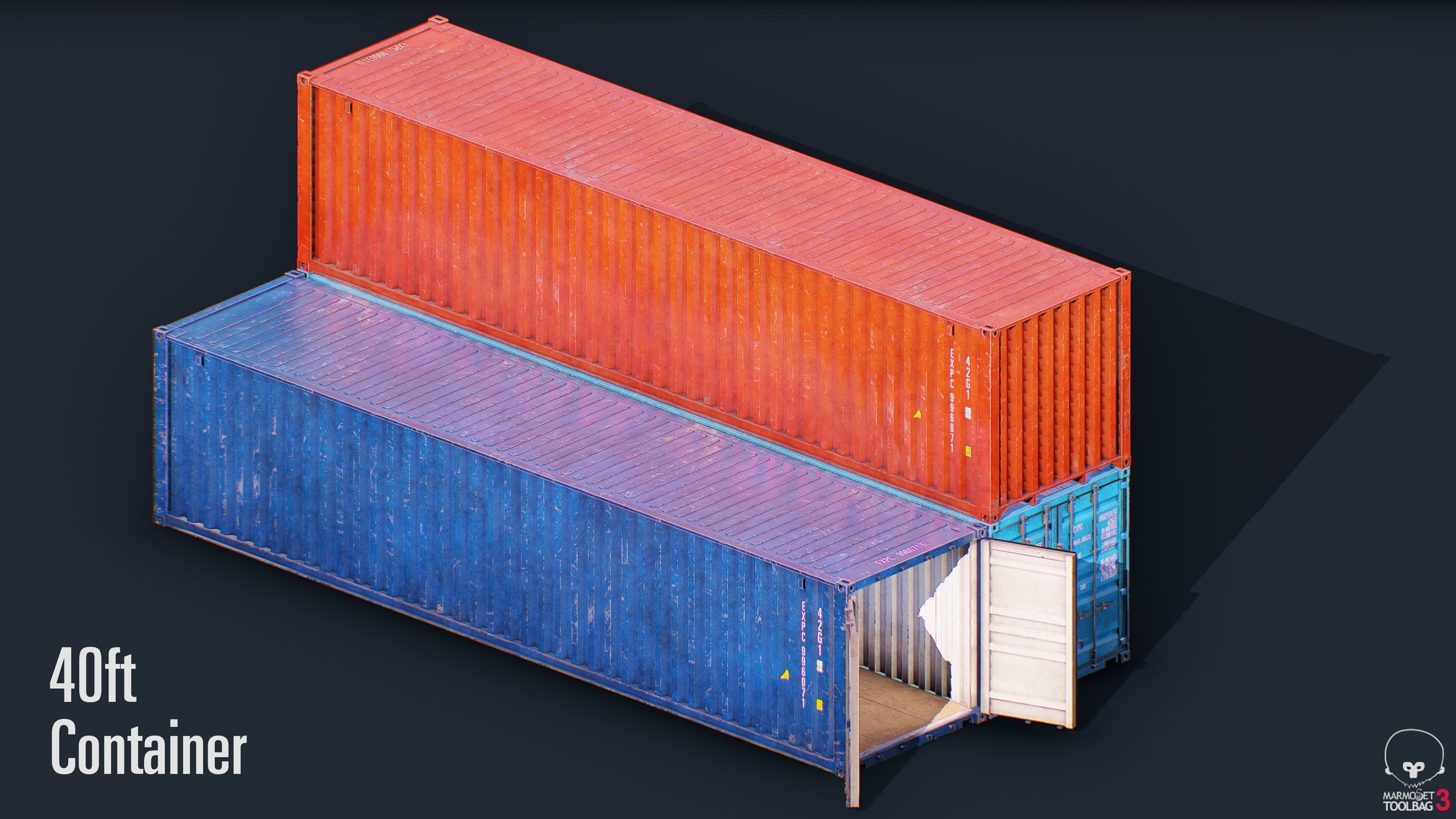 Container Pack Low-poly 3D model_3